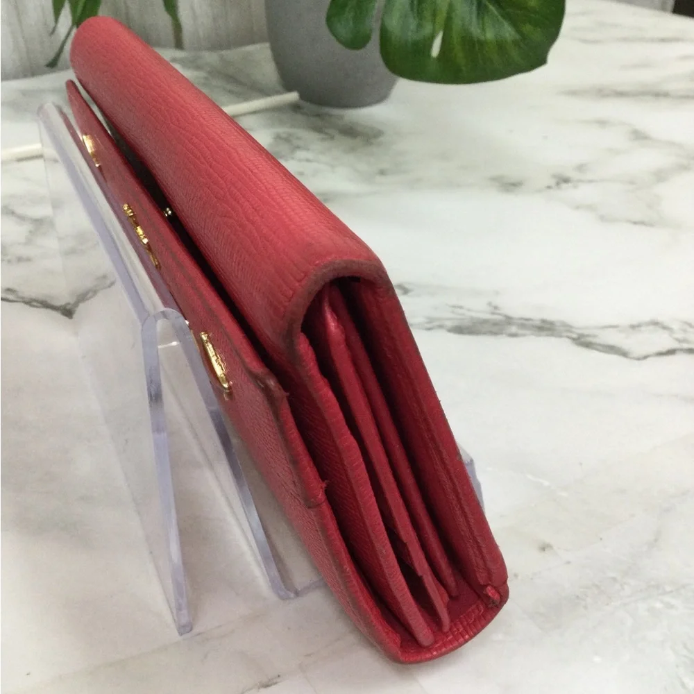 MCM Red Leather Continental Wallet